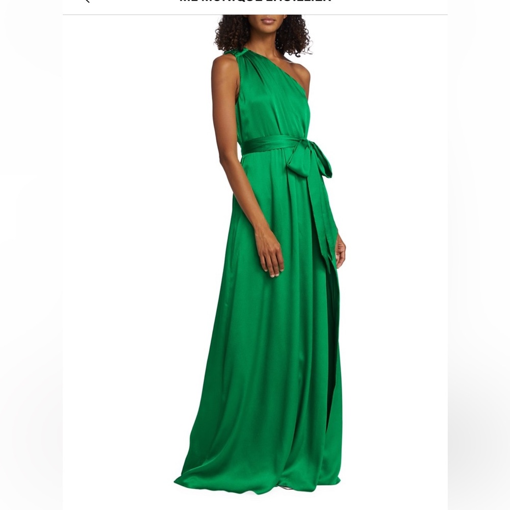 ML Monique Lhuillier ivy satin one shoulder maxi dress